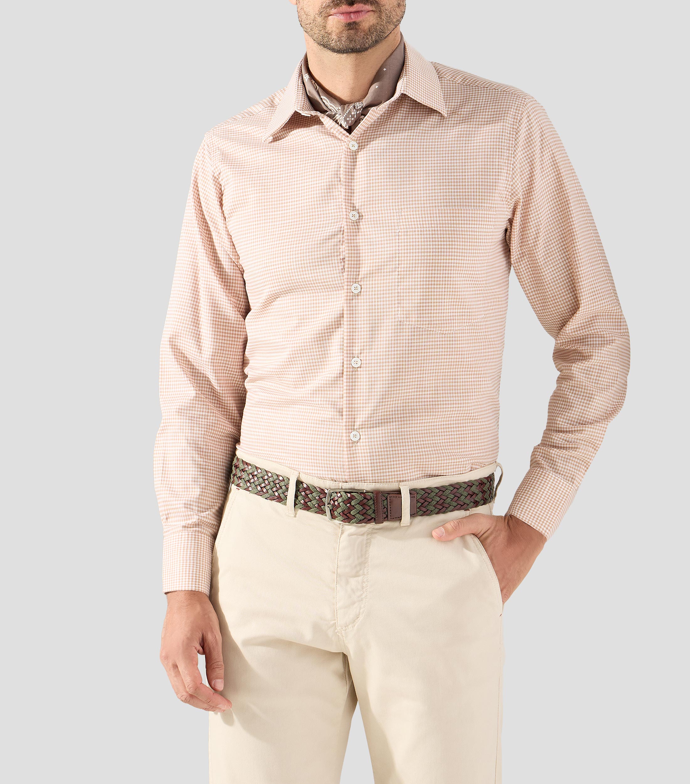 Camisa a cuadros manga larga Hombre
